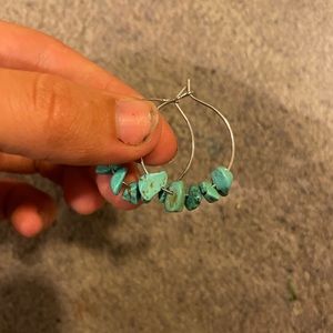 Stone earrings, turquoise, amethyst, rose quartz